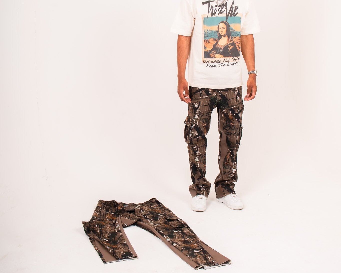 Custom Camo Flared with Leather Panel