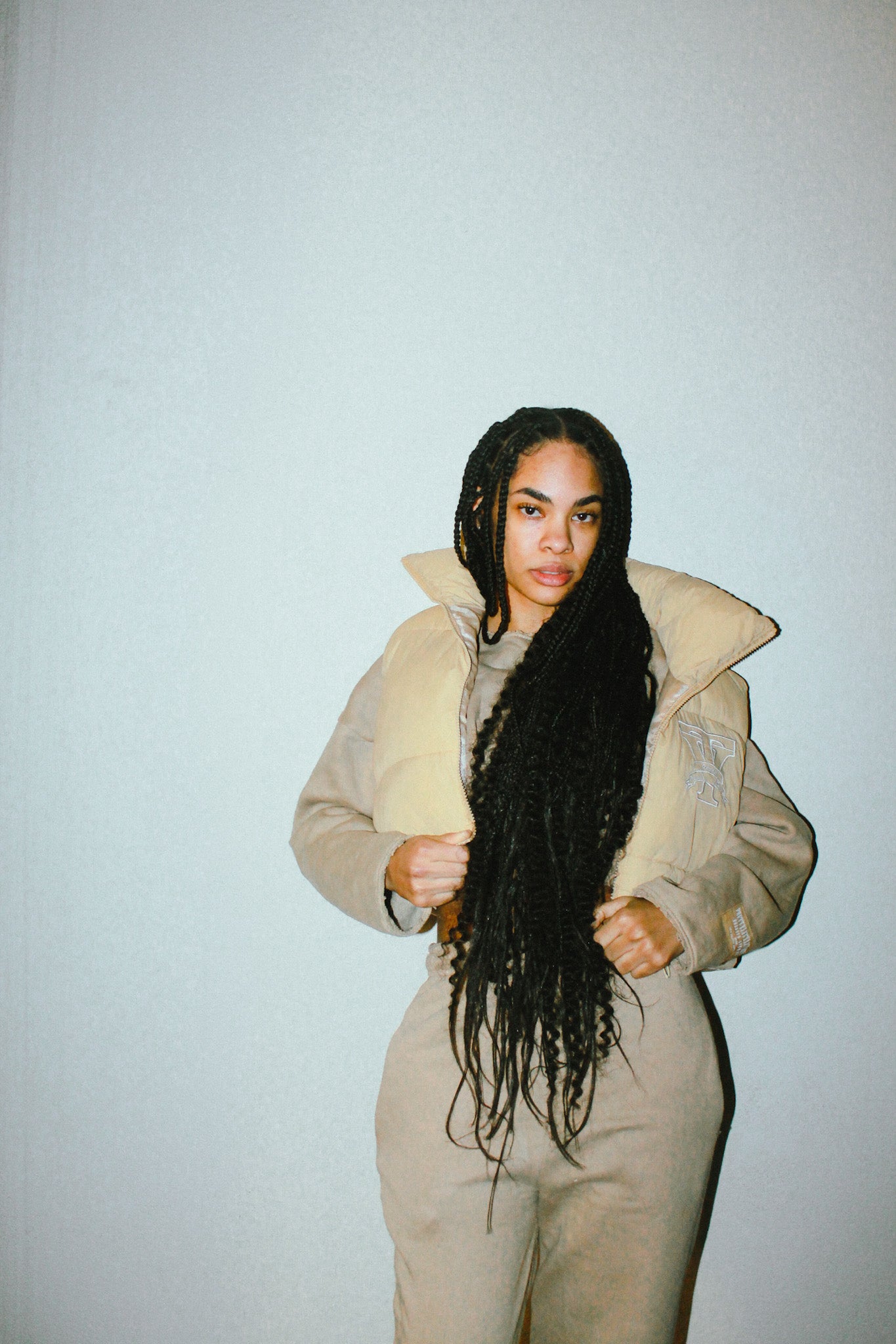 Cream Cropped Puffer Gilet